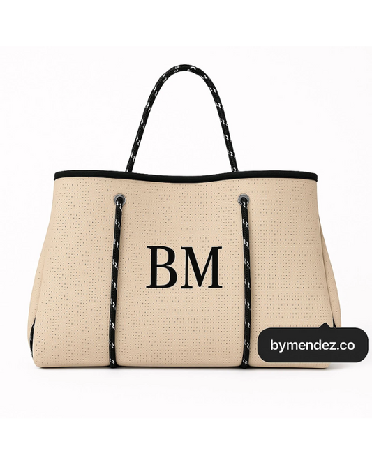Bolso Tote Bag Beige | Personalizado con Iniciales