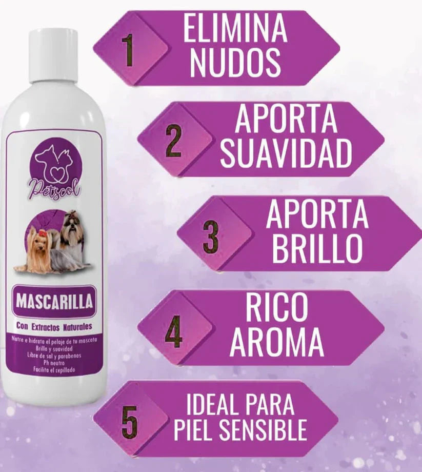 Mascarilla brillo y suavidad para mascotas